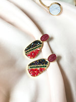 Load image into Gallery viewer, Maroon Oval Earring
