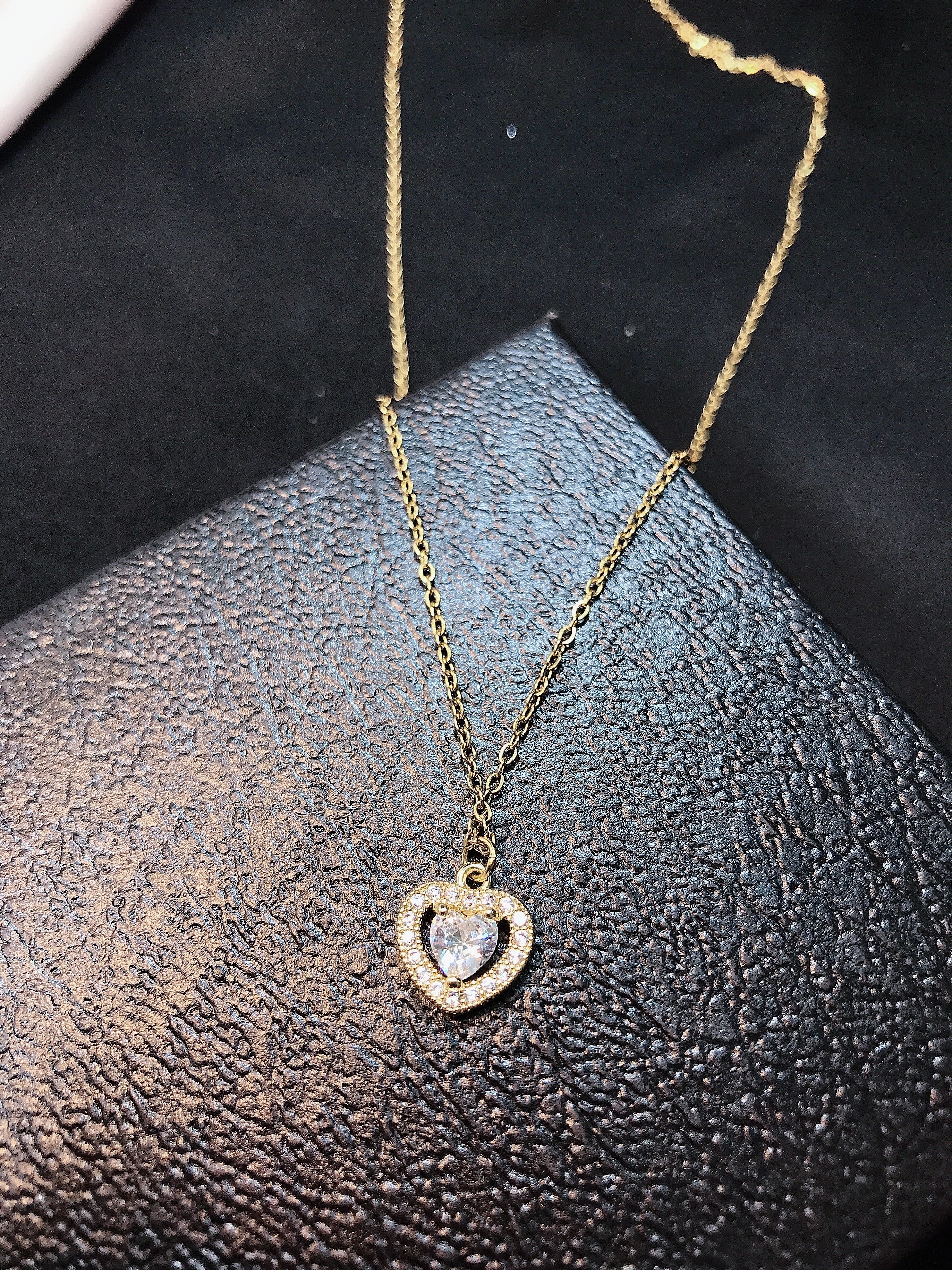 Golden Heart Zircon Pendant