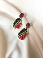 Load image into Gallery viewer, Maroon Oval Earring
