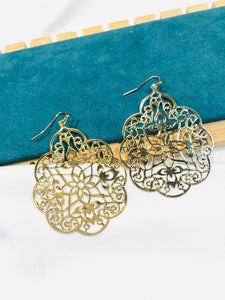 Floral Golden Filigree Earrings