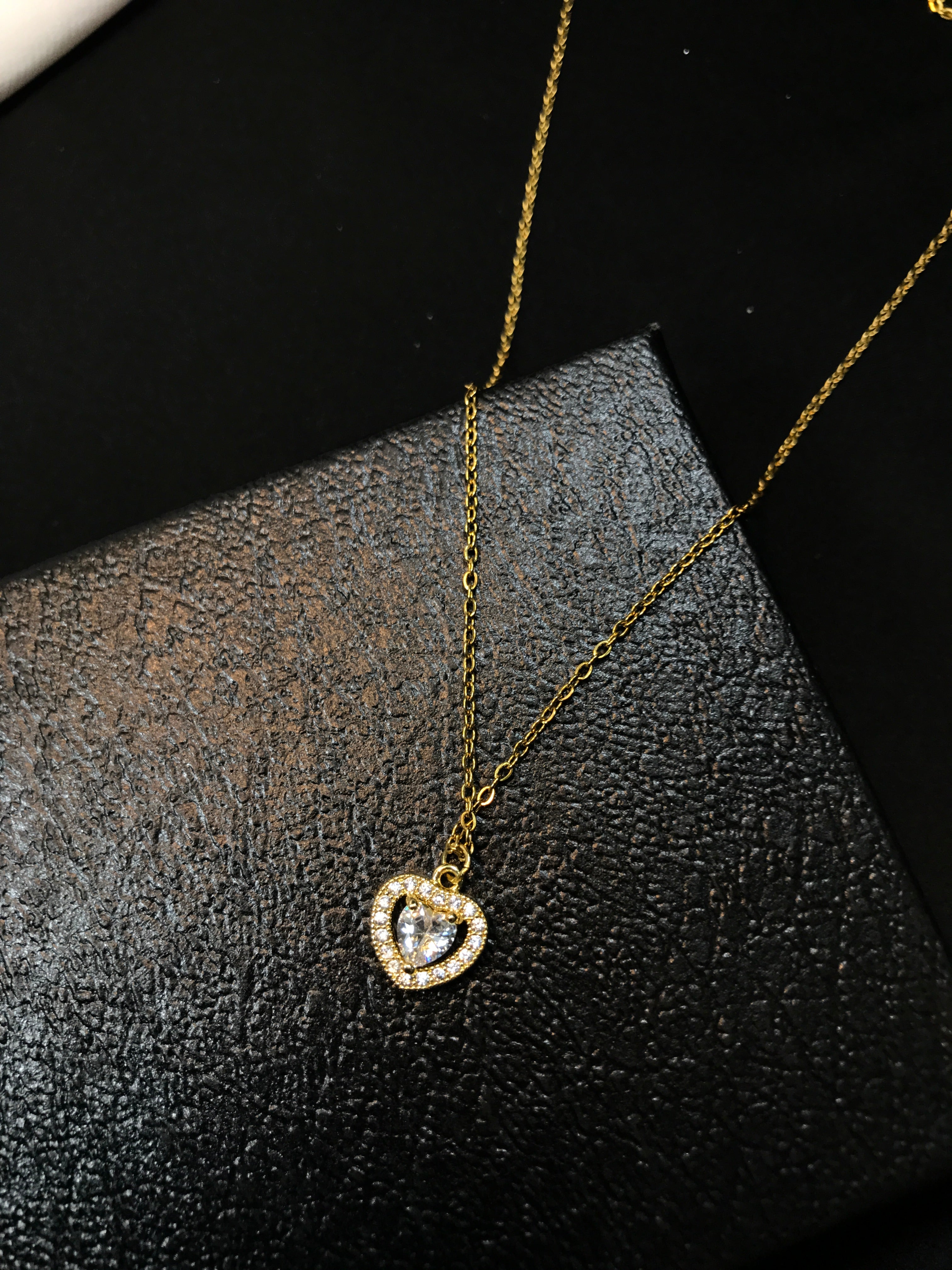 Golden Heart Zircon Pendant