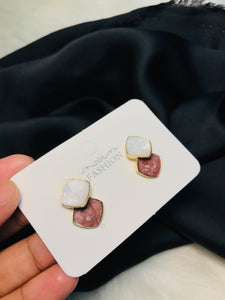 White Brown Enamel Earring